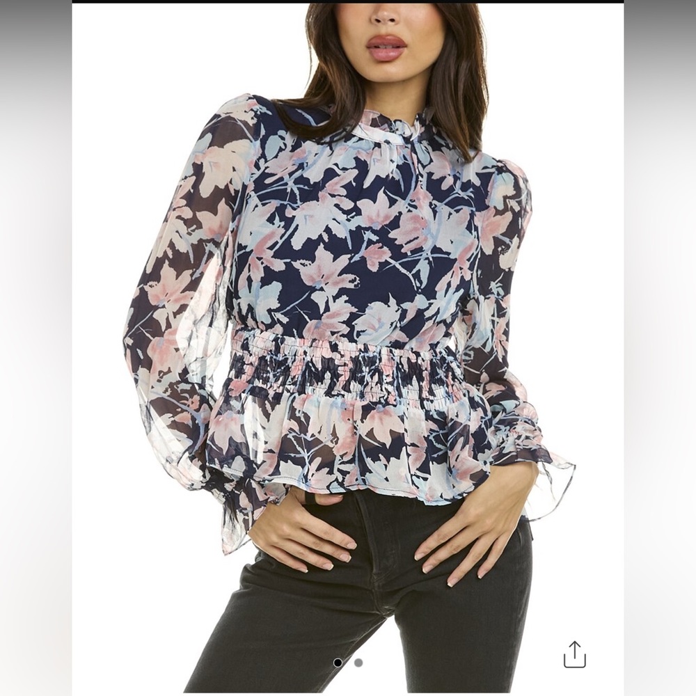 Rosewater Remi Smocked Peplum Top size L